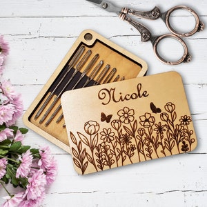 Wildflowers Needle Minder Wooden Storage Case | Cross Stitch Needle Holder | Embroidery Needle Case | Personalized Sewing Organizer
