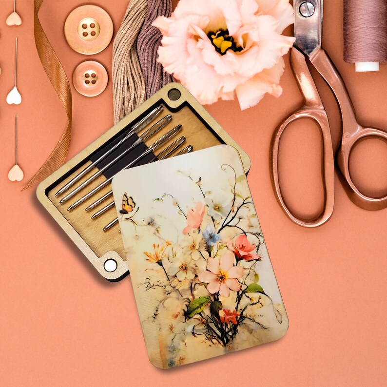 Floral Needle Minder Storage Case Cross Stitch Needle Holder Embroidery Needle Holder