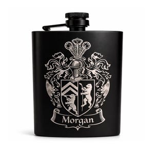 Personalized Family Crest Coat of Arms Laser Engraved Flask 画像 4