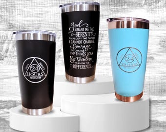 AA 24 Hour Laser Engraved 20oz. Tumbler: Choice of Prayers