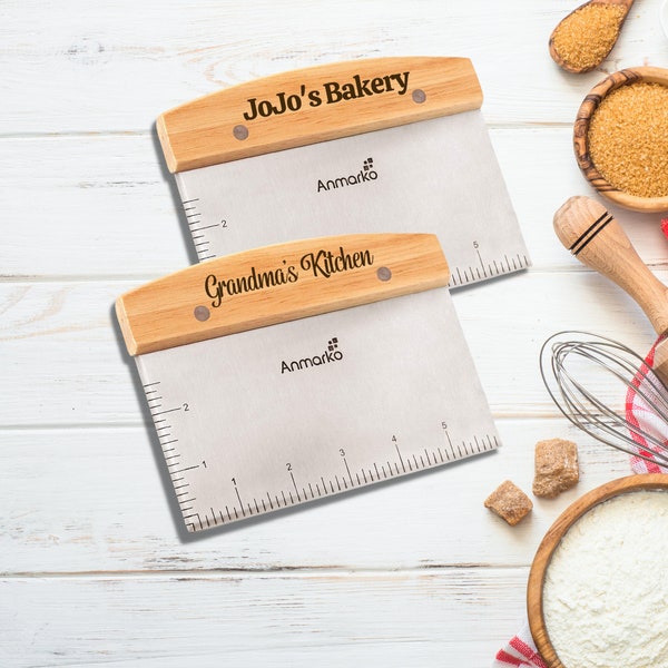 Personalized Dough Cutter | Laser Engraved Custom Pastry Bench Scraper | Gifts for Bakers & Cooks