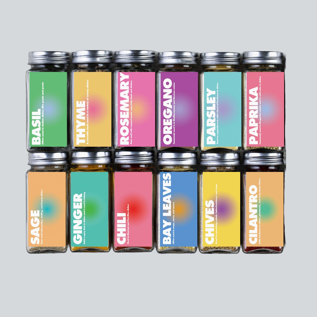 Spice Jar Label Printable Seasoning Stickers Herbs Spice Etsy