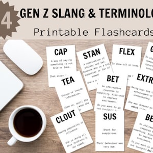 Flashcards de gírias Terminologia da Geração Z Presente engraçado para adolescentes Presente para impressão para pais Recurso Flashcards de coloquialismo Presente engraçado Piada para o pai