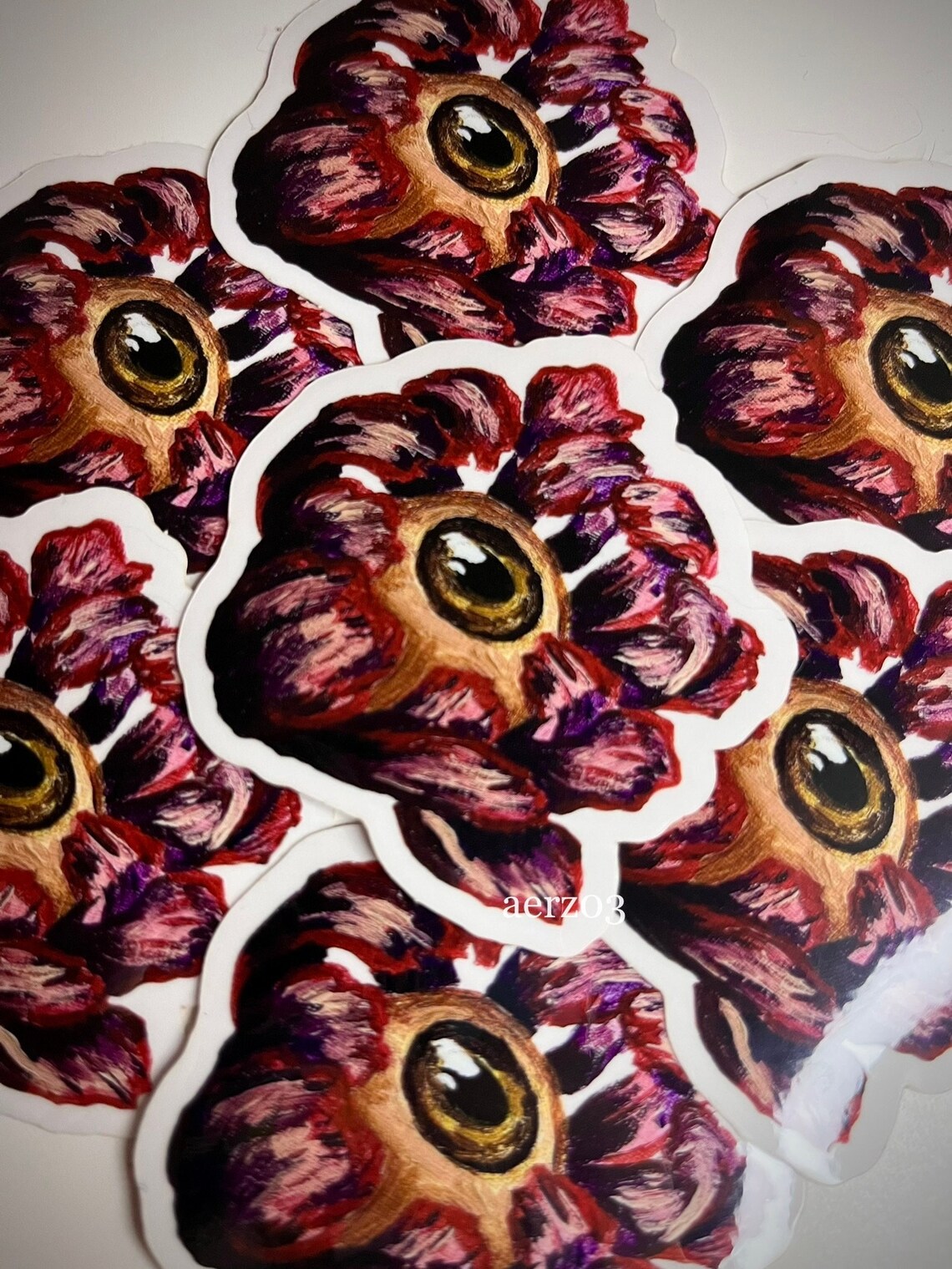 PEONY EYE STICKER / Surrealism Flower Art Decal Transparent Background ...
