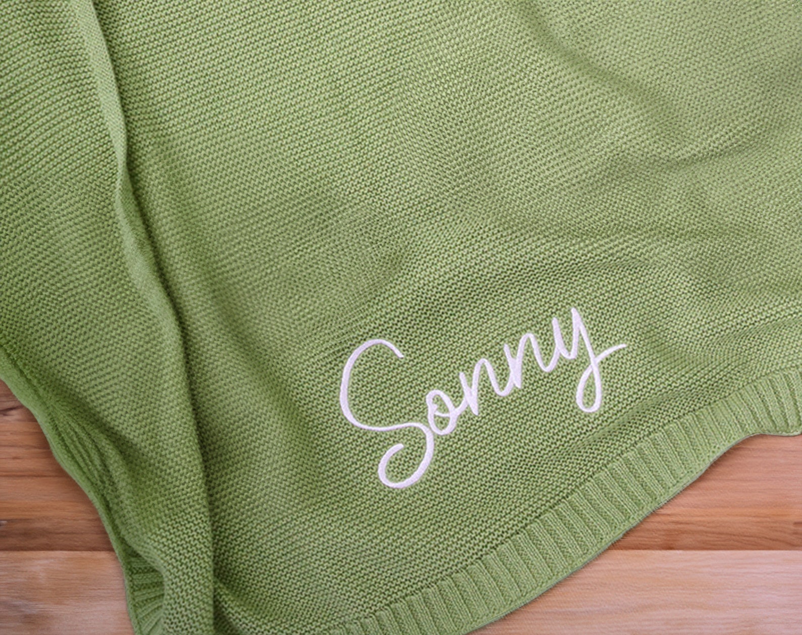 Personalized Knit Baby Blanket With Name Embroidered Name Blanket for