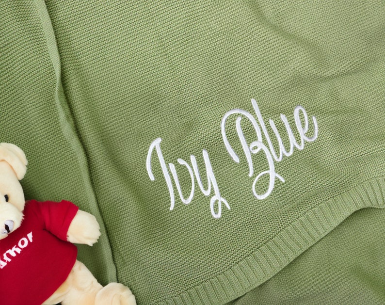 Personalized Knit Baby Blanket With Name Embroidered Name Blanket for