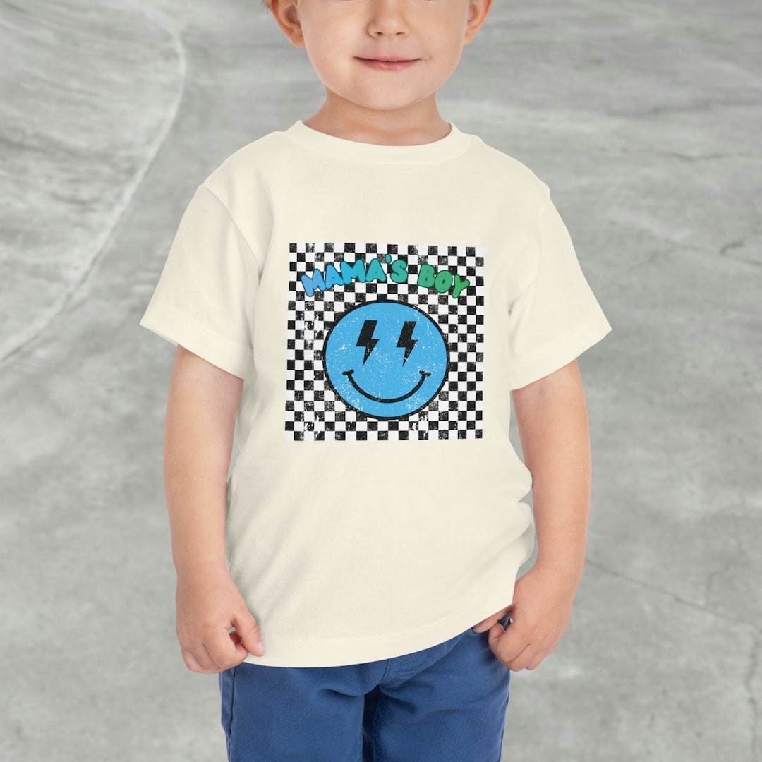 Mama's Boy Tshirt Mama's Boy Tee Smiley® Face Shirt Smiley® Face Kids Shirt Boys Natural