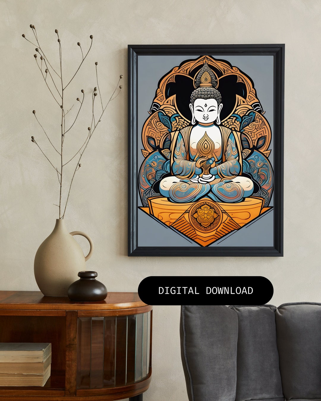 Buddha, Digital Buddha Wall Art, Peaceful Art, Spiritual Art, Zen Wall ...