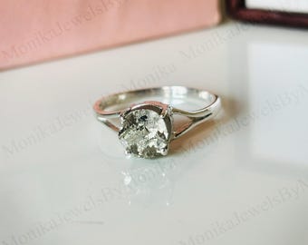 Handmade Sterling Silver Pyrite Ring: Bohemian Gemstone Jewelry