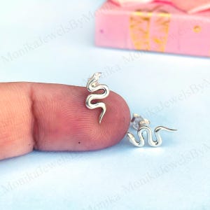Sterling Silver Snake Stud Earrings: Minimalist Viper Jewelry