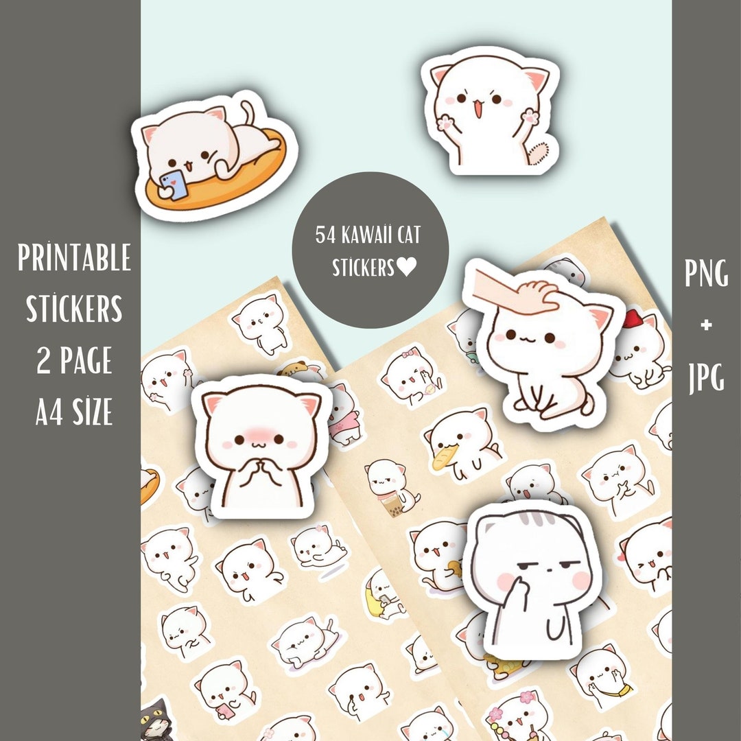 Kawaii Keyboard Stickers Png Kawaii Kitty Png Cat Png Etsy