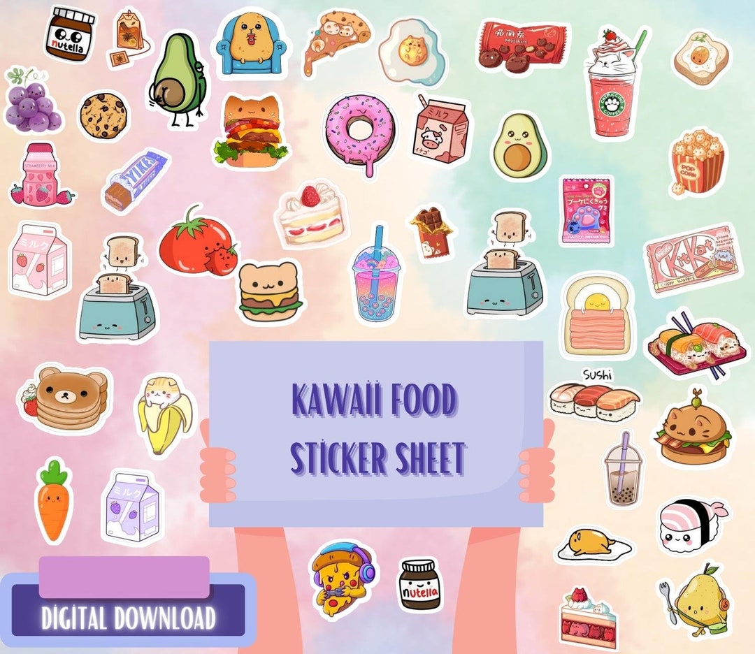 Printable Kawaii Food Stickers Cute Kawaii Stickers Small - Etsy