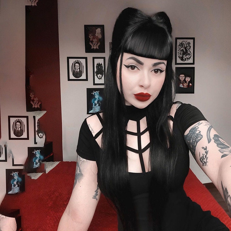 Gothic Dark Spider Web Collar Slim-fit Waist Dress Goth Mini - Etsy