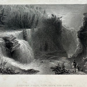 Trenton Falls, View Down the Ravine, W. H. Bartlett Artist, J. T. Willmore Engraver 1837