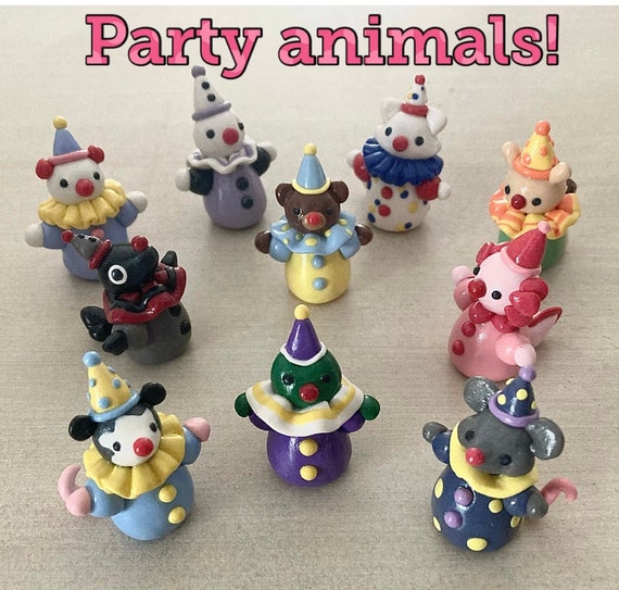 Clown Party Animal figurine handmade desk buddy