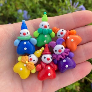 Rainbow mini clown handmade figurine