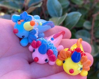 Mini clown axolotl handmade figurine