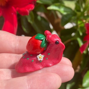 Strawberry Slug handmade polymer clay figure