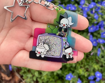 Monochrome TV Clown keychain