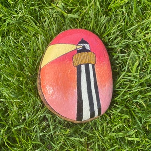 Startpoint Lighthouse, Sanday, Orkney hand painted stone.