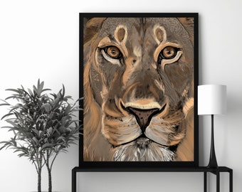 Lion Digital Print - Instant Download for Home Decor and Wall Prints