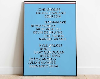 Manchester City Treble Winners Squad Print - Unframed