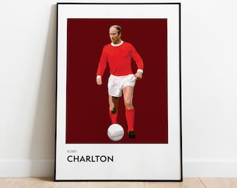 ボビー・チャールトンの見事な額入り（12インチ×9インチ