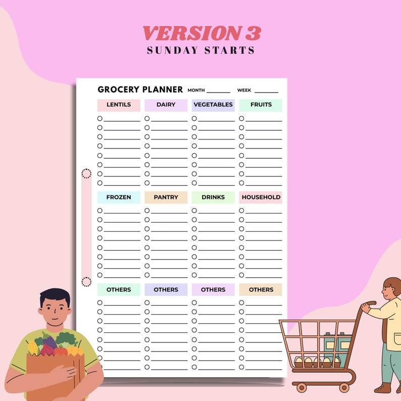 Weekly Meal Planner Printable | Meal Prep Planner with Grocery List ...
