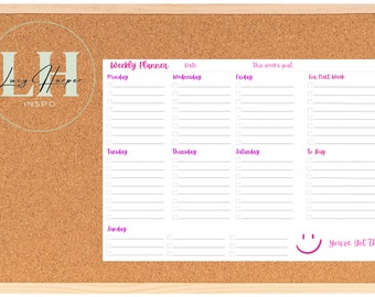 Weekly Planner - Printable, pink colour palette