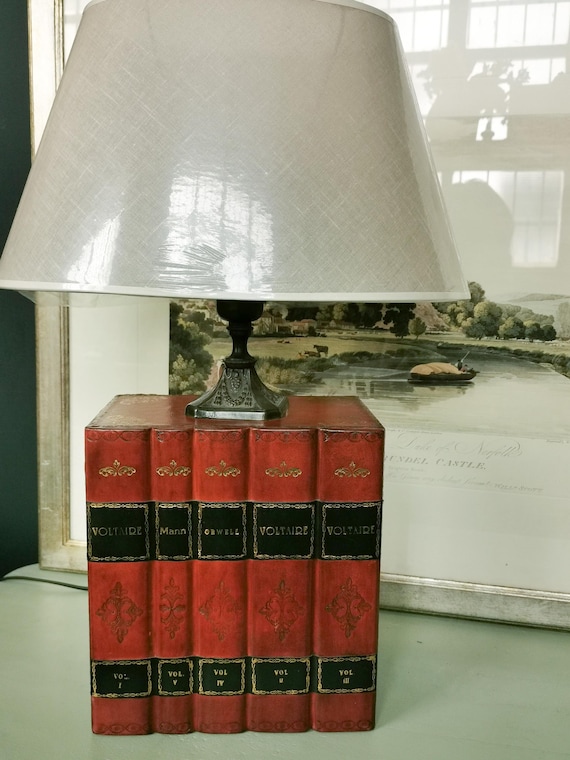 革色のフェイクブックベース付きランプ、ヴィンテージデザイン