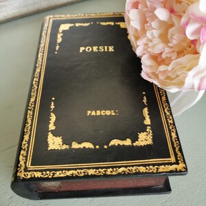 Leren nepboek "Poesie" met geheim compartiment - fluwelen opbergdoos, vintage Italiaans vakmanschap