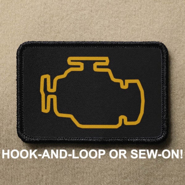 Engine Light Check Engine Funny Novelty Morale Patch - Hook And Loop or Sew On - PATCHRIOT Collection