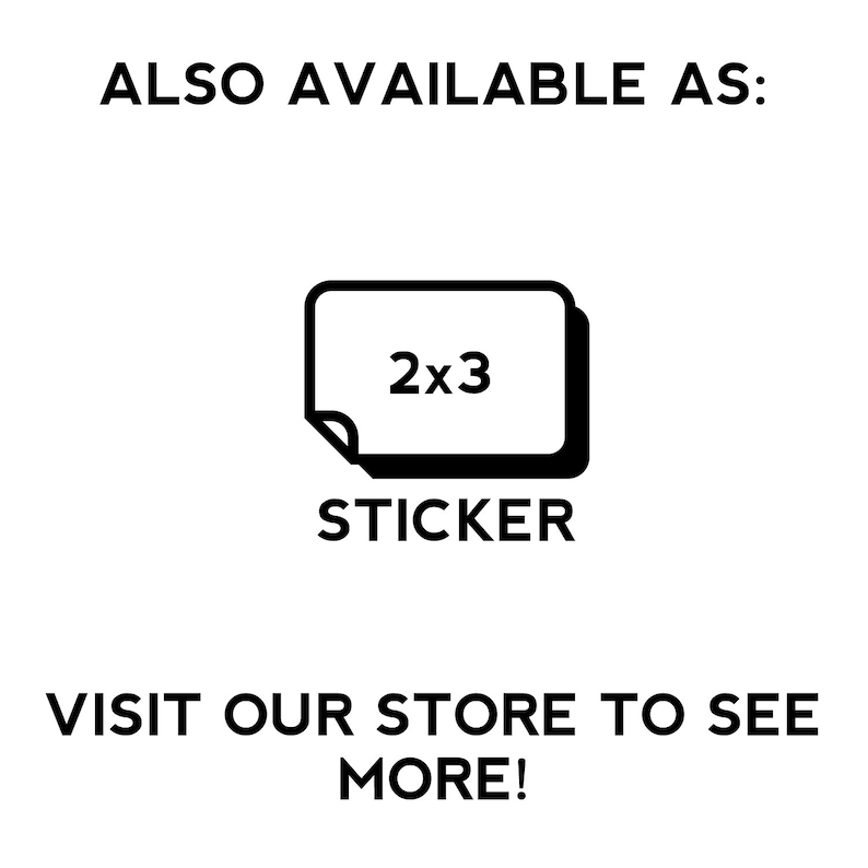 May include: Black and white illustration of a sticker with the text "2x3" inside. The text "STICKER" is below the sticker.
