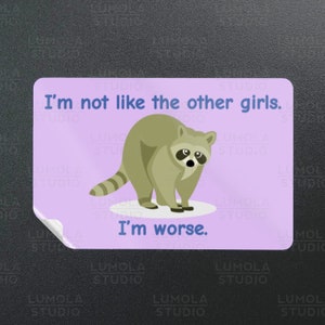 Im not like the other girls Im worse Raccoon Meme Funny Parody Novelty Morale Sticker, Sticker Collection by Lumola Studio