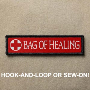 Bag Of Healing #2 Tabletop Gaming Role Playing RPG Funny Meme Novelty Morale Patch 1x4 - Hook And Loop or Sew On - PATCHRIOT Collection
