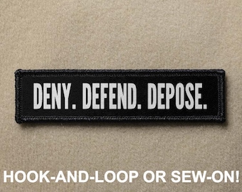 Deny Defend Depose #1 1x4 Meme Capitalism Revolution Morale Patch - Hook And Loop or Sew On