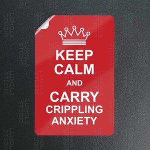 Keep Calm And Carry Emotional Baggage On Poster Meme Funny Parody Novelty Morale Sticker, Sticker Collection by Lumola Studio