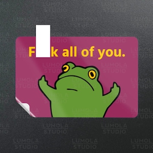 F All Of You Frog Flipping Off Middle Finger Meme Funny Parody Novelty Morale Sticker, Sticker Collection by Lumola Studio