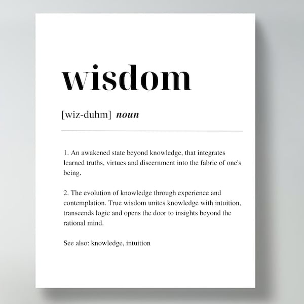 Wisdom Definition Print, Spiritual Awakening Art , Minimalist Wall Art