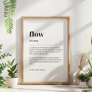 Impresión de arte digital con definición de flujo: arte mural motivacional minimalista: póster descargable para creatividad y concentración