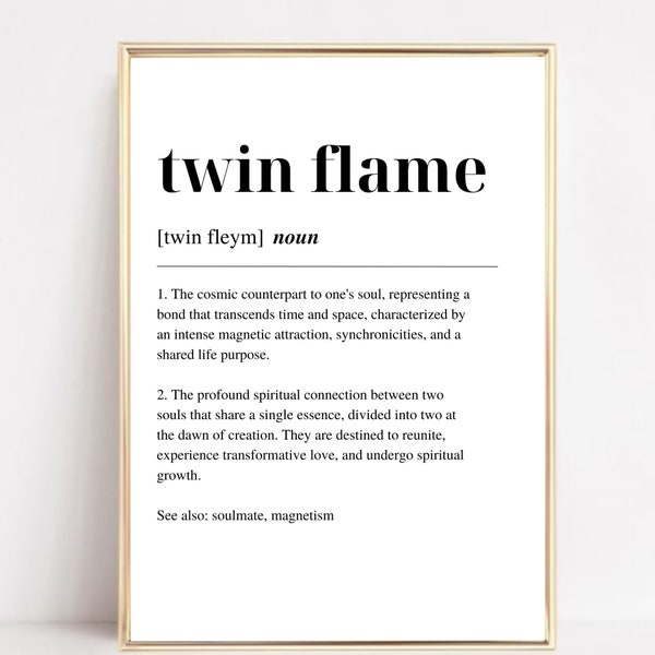 Twin Flame Definition Print, Minimalist, Dictionary Art Print, Spiritual Awakening