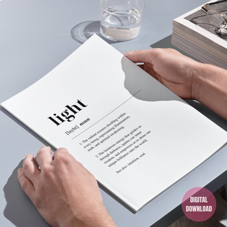 Light Definition Art Print Inspirational Wall Art Spiritual Quote