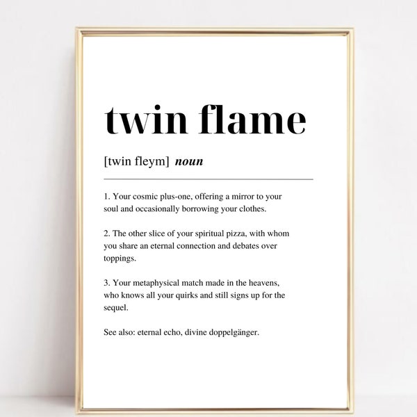 Funny Twin Flame Definition Art, Spiritual Artwork, New Age Gift, Relationship Gifts