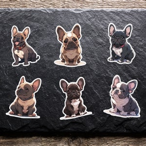 Cute French Bulldog Sticker Set - Aesthetic 6-Pack of Adorable Dog Breed Stickers, Perfect for Journals, Laptops, and More!
