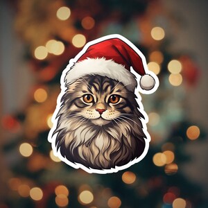 Cute Maine Coon Cat Christmas Sticker: Perfect for Journals, Decor & Gifts.