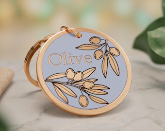 Elegante targhetta identificativa personalizzata per animali domestici: design a oliva personalizzato con incisione per cani, gatti e cavalli in diversi colori.