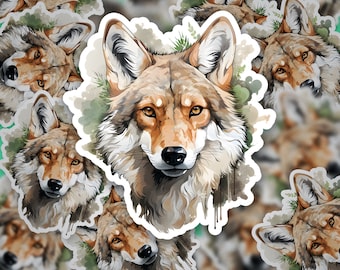 Autocollant Coyote aquarelle mignon | #129