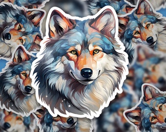 Cute Watercolor Wolf Sticker | #126