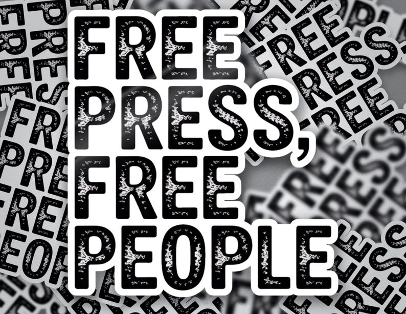 Free Press Free People Vinyl Sticker, Press Freedom First Amendment Decal, Waterproof Journalism Sticker for Laptop Car Bumper Water Bottle image 3