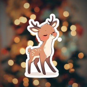 Cute Reindeer Christmas Sticker: Perfect for Journals, Decor & Gifts.